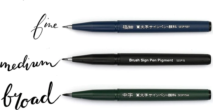Pentel Brush Sign Pen Pigment SESP15 Black Ink Edition sortiert, 3er-Set