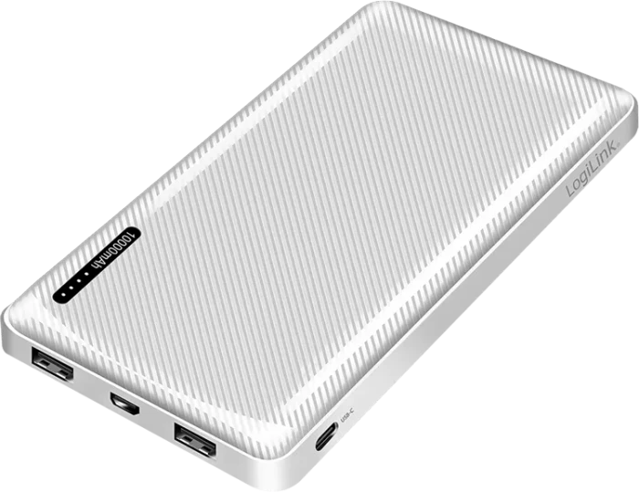 LogiLink Powerbank 10000mAh 2x USB-A 1x USB-C weiß