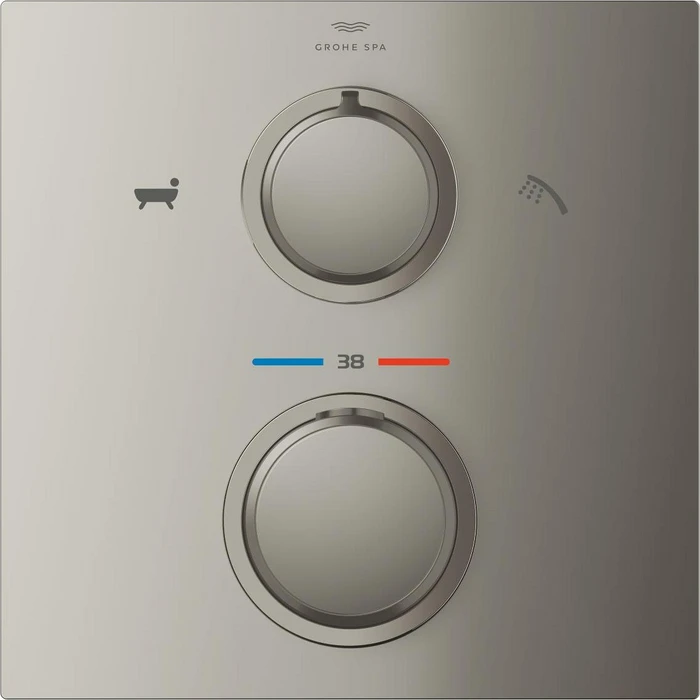 Grohe Allure Thermostat-Wannenbatterie mit integrierter 2-Wege-Umstellung satin steel