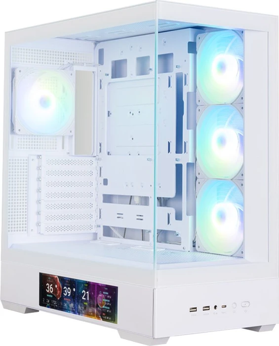 Zalman P40 DS White, weiß, Glasfenster