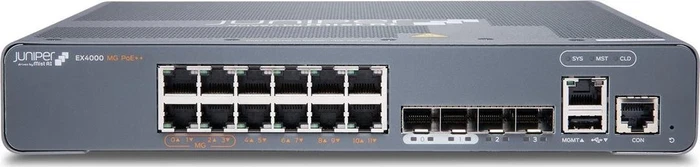 Juniper EX4000 Desktop Gigabit Managed Switch, 12x RJ-45, 4x SFP+, 240W PoE++