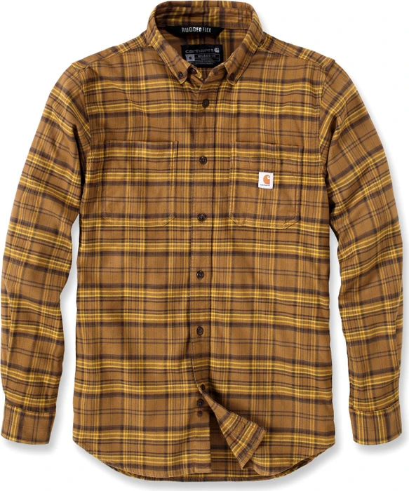 Carhartt Rugged Flex Relaxed Fit Midweight Flannel Plaid Hemd langarm oak brown (Herren)