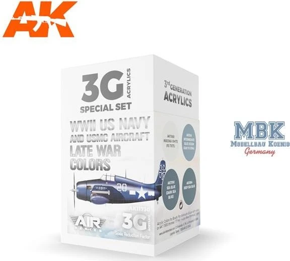 AK-Interactive 3rd Gen Acrylic Colors WWII US Navy & USMC Aircraft Late War Colors Farbset, 4-tlg.