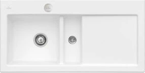 Villeroy & Boch Subway 60 flat flächenbündig Becken links mit Ablauffernbedienung stone white