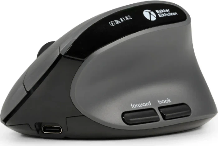 BakkerElkhuizen MidWay 3-Mode Vertical Mouse, grau/schwarz, USB/Bluetooth