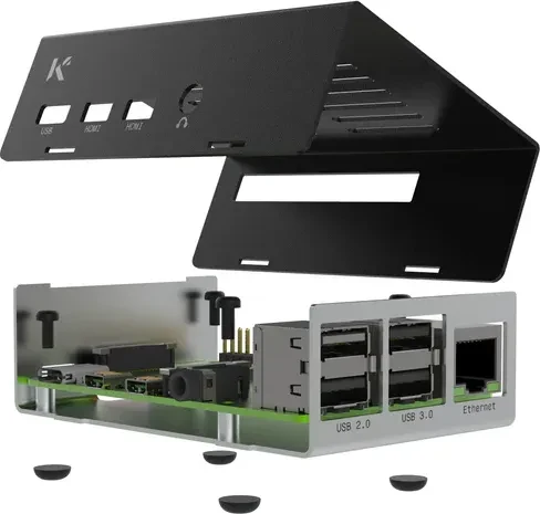 KKSB Gehäuse für Raspberry Pi 4, silber/schwarz
