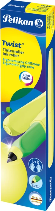 Pelikan Twist Tintenroller (Mine) neongelb, Rechts- und Linkshänder, Faltschachtel