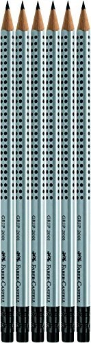 Faber-Castell Grip 2001 Bleistift HB graphit, silber, Radierer, 3er-Pack