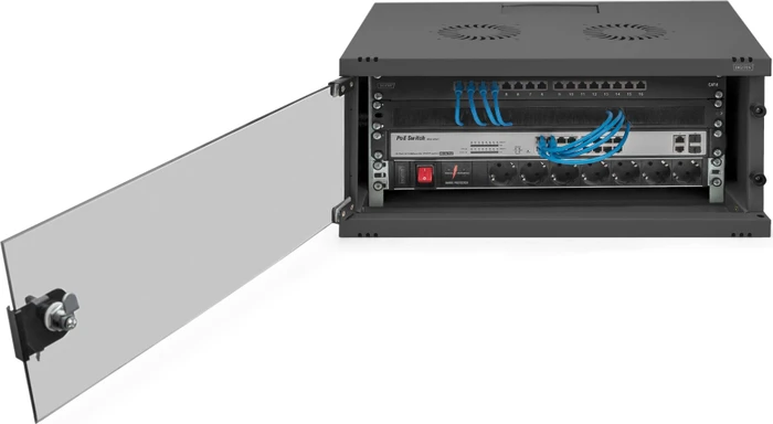 Digitus Professional SoHo Line 19" Wandgehäuse 4HE, unmontiert, Sicherheitsglastür, IP20, RAL 9005, 400mm tief