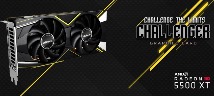 ASRock Radeon RX 5500 XT Challenger D 8G OC, RX5500XT CLD 8GO, 8GB GDDR6, HDMI, 3x DP