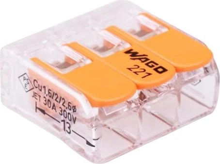 Wago COMPACT-Verbindungsklemme bis 6mm² 3-Leiter, 10 Stück