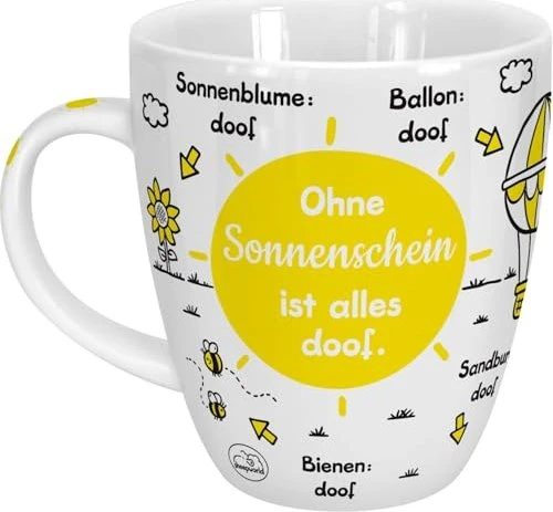 Sheepworld Kaffeebecher Ohne Sonnenschein ist alles doof 500ml