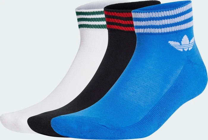 adidas Trefoil Ankle Socken schwarz/blau/weiß, 3 Paare