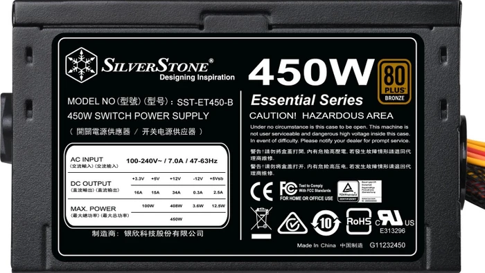 SilverStone Essential Bronze ET450-B 450W, ATX 2.4