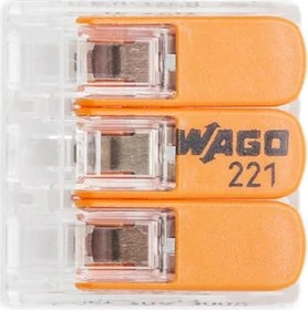 Wago Verbindungsklemme mit Hebeln für alle Leiterarten max. 4 mm² 3 Leiter Gehäusefarbe transparent Umgebungstemperatur max. 85 °C (T85) 4,00 mm² transparent