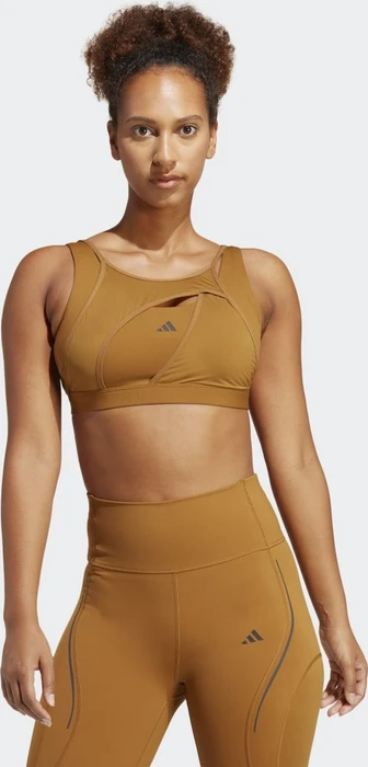 adidas Powerimpact Luxe Medium-Support Sport-BH bronze strata/blue fusion metallic (Damen)