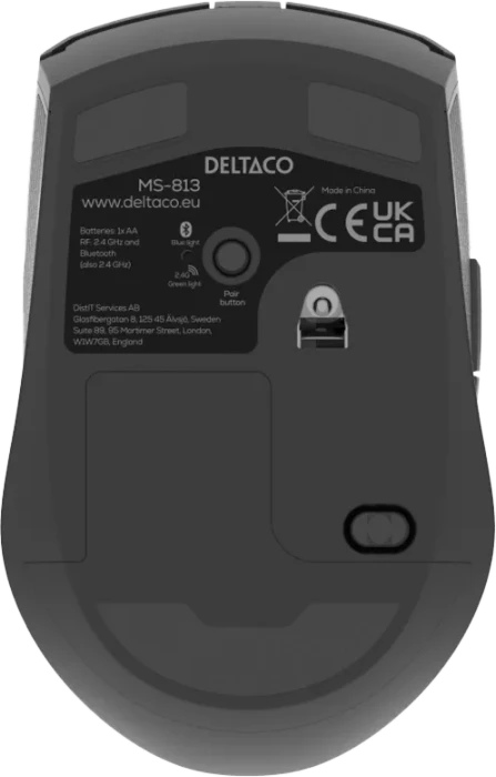 Deltaco Silent Wireless Travel Mouse schwarz, USB/Bluetooth