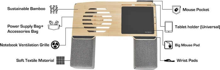 nerdytec Couchmaster Cyworx Premium Lapdesk, grau/braun