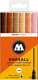 Molotow ONE4ALL 127HS 2mm Acrylmarker Character-Set sortiert, 6er-Set, Etui