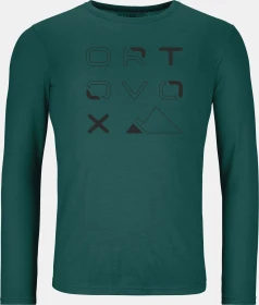 Ortovox 185 Merino Brand Outline Funktionsshirt langarm dark pacific (Herren)