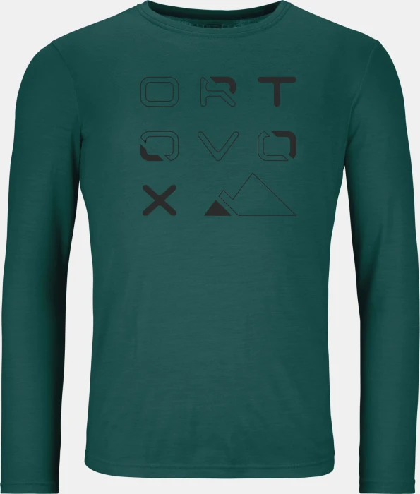 Ortovox 185 Merino Brand Outline Funktionsshirt langarm dark pacific (Herren)