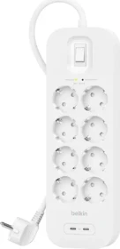 Belkin SurgePlus Überspannungsschutz, 8-fach, mit USB, 2m, weiß
