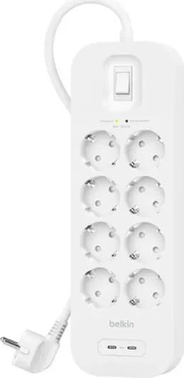Belkin SurgePlus Überspannungsschutz, 8-fach, mit USB, 2m, weiß