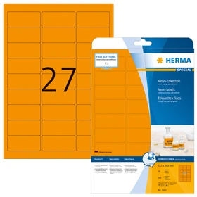 Herma Neonetiketten, 63.5x29.6mm, orange, matt, 20 Blatt (540 Etiketten)