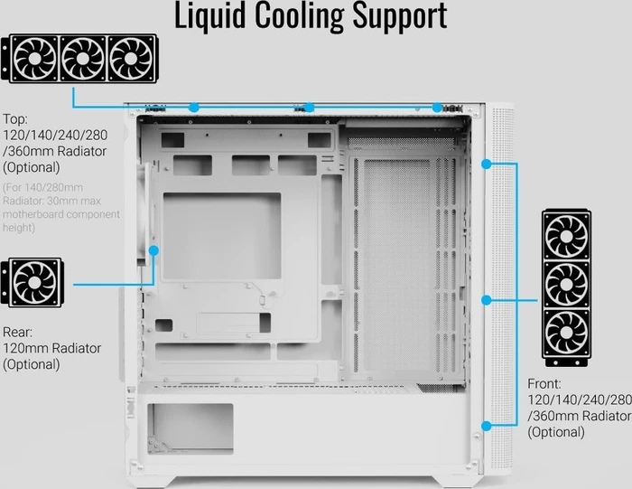 AeroCool D301A White, inkl. 4x Lüfter, Lüfter LED ARGB, Glasfenster