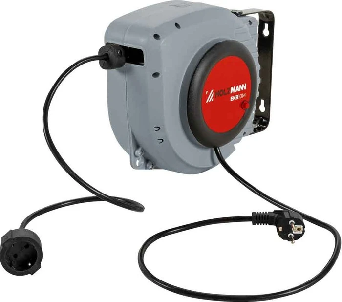 Holzmann Kabelaufroller EKR10M_230V, Gerätetrommel, Schuko auf 1x Schuko, 10m, IP20, H05VV-F 3G1,5