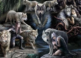 Bluebird Puzzle Anne Stokes Wolf Collage