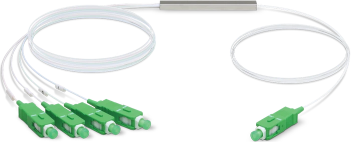 Ubiquiti UFiber LWL Simplex Kabel PLC Splitter, 1x SC-APC Stecker/4x SC-APC Stecker, 4m, weiß