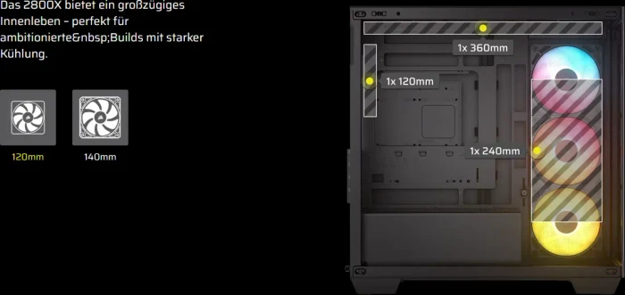 Corsair 2800X RS-R RGB, schwarz, Glasfenster