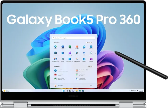Samsung Galaxy Book5 Pro 360, Platinum Silver, Core Ultra 7 258V, 32GB RAM, 1TB SSD, DE