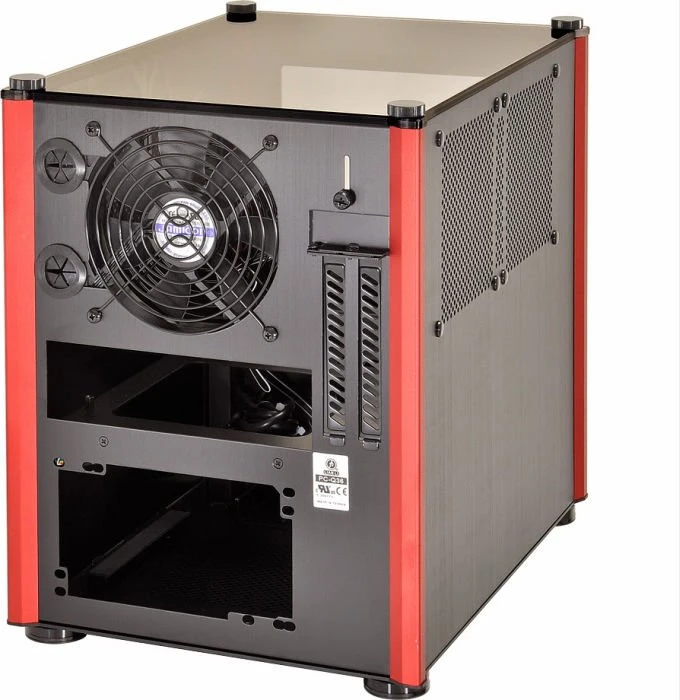 Lian Li PC-Q36WRX schwarz/rot, Acrylfenster, Mini-ITX