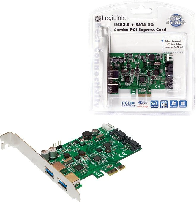 LogiLink 2x USB-A 3.0, 2x SATA 6Gb/s, PCIe x1