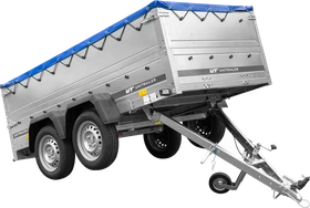 Unitrailer Garden Trailer 264/2 Kipp mit zusätzliche Bordwände und blauer Flachplane