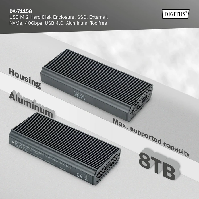 Digitus Festplattengehäuse für M.2 NVMe SSD, USB-C 3.2