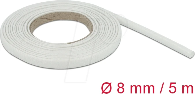 DeLOCK Schutzschlauch Glasfasergeflecht, 8mm, 5m, weiß