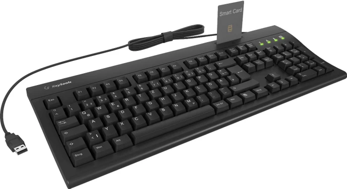 KeySonic KSK-8041U-CR mechanische Full-Size Tastatur, schwarz, mit Kartenleser, USB, DE