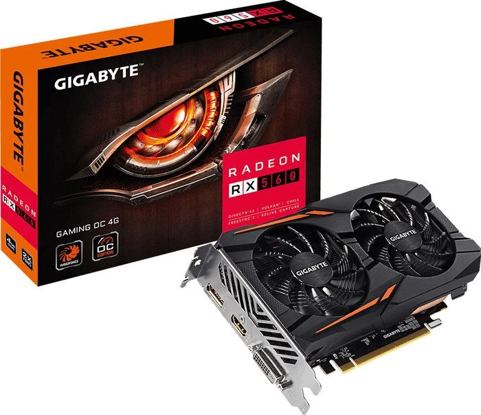 GIGABYTE Radeon RX 560 Gaming OC 4G (Rev. 1), 4GB GDDR5, DVI, HDMI, DP