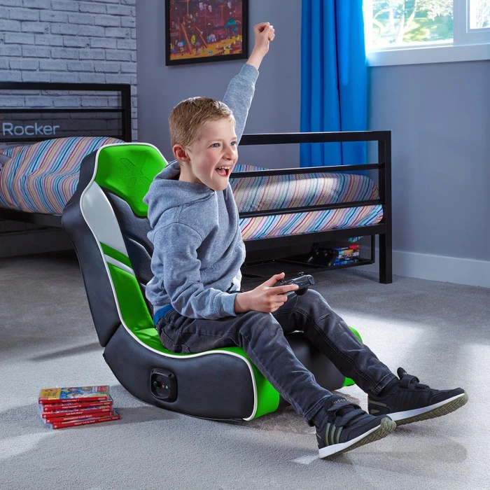 X Rocker Shadow 2.0 Audio Floor Rocker Gaming-Bodensessel für Kinder/Jugendliche, schwarz/grün