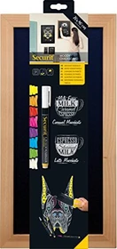 Securit Woody, Kreidetafel brauner Rahmen, schwarz, 20x40cm