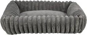 Trixie Eckiges Hundebett Lonni aus Plüsch mit Rand in Breitcord-Optik, 65 x 50cm, grau