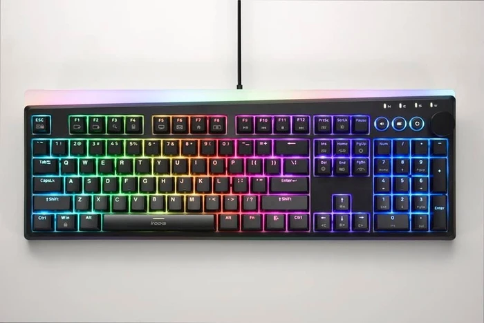 i-Rocks K71M, LEDs RGB, schwarz/weiß, Gateron BROWN, USB, US