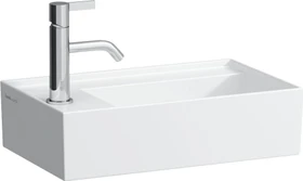 Laufen Kartell Handwaschbecken, Armaturenbank links, mit verdecktem Ablauf, weiß