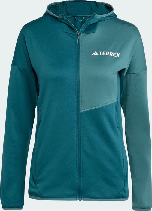adidas Terrex Xperior Climawarm Light Fleece Hooded Jacke mystery green/preloved teal (Damen)