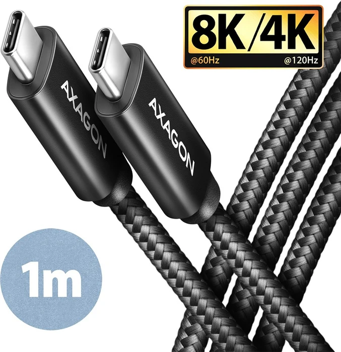 Axagon USB-C Kabel, USB4 Gen3x2, 40Gb/s, 8K60Hz, 100W PD, USB-C [Stecker] auf USB-C [Stecker], 1m