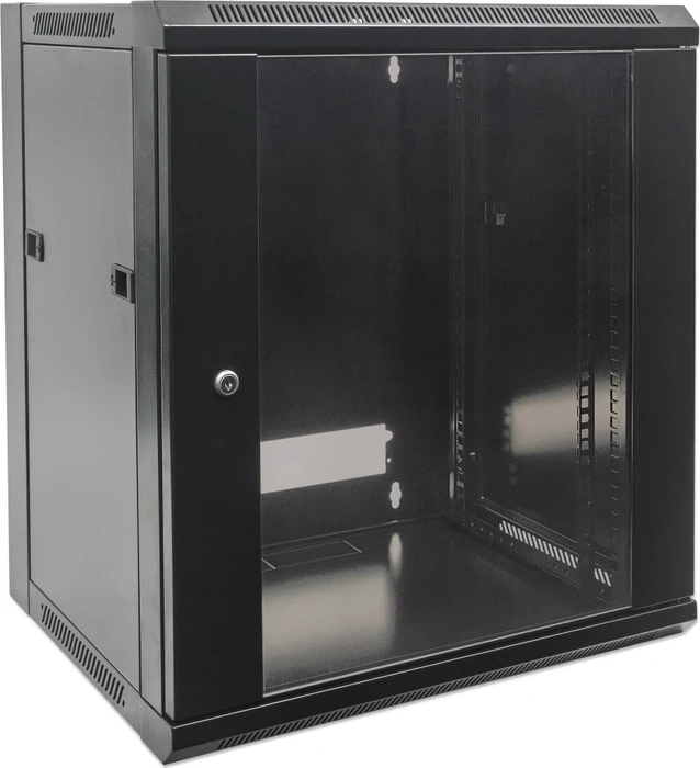 Intellinet Wandschrank 12HE, Sicherheitsglastür, schwarz, 600mm tief
