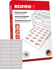 Kores Etiketten, 105x37mm, ablösbar, weiß, matt, 100 Blatt (1600 Etiketten)
